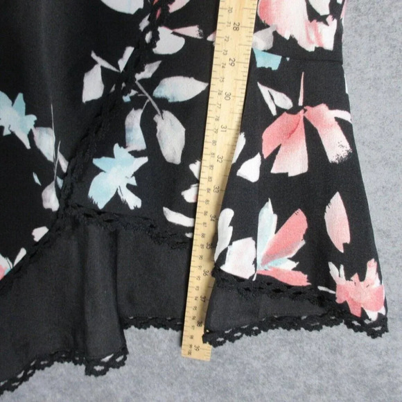 Dress The Population Women Floral Wrap Dress Asymmetrical Hem Black Size L - Picture 11 of 12